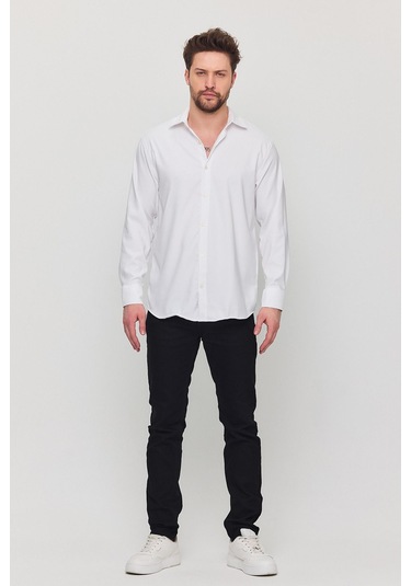 Oversize Rahat Kesim Erkek Gömlek Beyaz