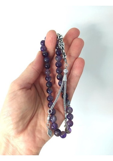 Hdmarketim Ametis Doğal Taş Dini İslami Çakra 8 MM Tespih