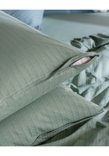 Madame Coco Marlene Tek Kişilik %100 Pamuk Penye Lastikli Nevresim Takımı - Haki 8684427199060 Çok Renkli