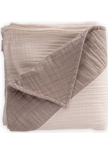 Cigit Üçgen Köşeli Dört Kat Battaniye 85x90 Cm Vizon Krem