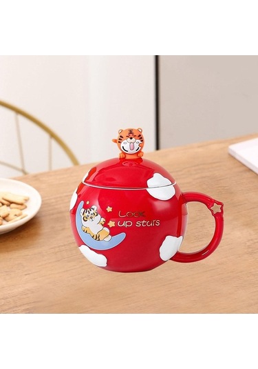 Createtech Homyl Renkli Kahve Kupa Bardaklar Kahvaltı Suyu Kırmızı Kırmızı/ Kırmızı