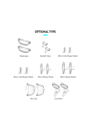 Qingmipy Youha Elektrikli Göğüs Pompası Aksesuar Seti - 2 Adet 240ml Silikon Kap Ve Emzik Başlığı