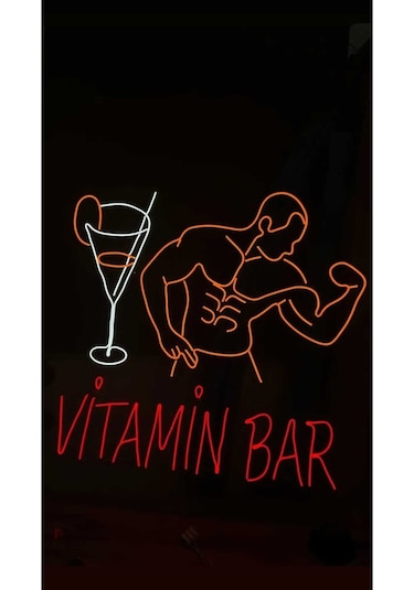 Twins Led Vitamin Bar Yazılı Neon Pleksi Tabela Kırmızıamber Model:model:16363366 Kırmız - Amber