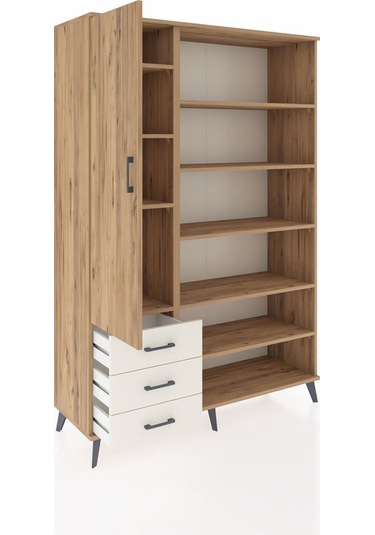 Hyperion Dolap 9 Raflı 3 Çekmeceli 3 Kapaklı 132x44x195 Çam-ç... Çam