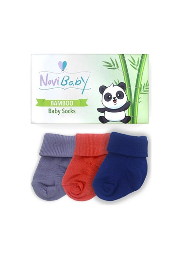 Novibaby 3'lü Bambu Yenidoğan Bebek Çorabı I Winter Mix I 0-6 ay "Karışık Renkli"