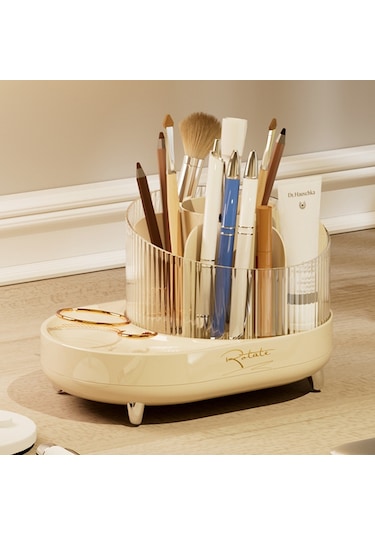 Cbtx 8374 Masaüstü Makyaj Fırçası Varil Kalemlik Kozmetik Dönebilen Saklama Kutusu