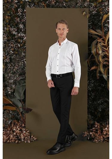 Gk 700 Slim Fit Beyaz Klasik Gömlek Beyaz