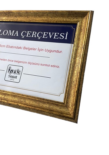 Diploma Çerçevesi - Hakiki Camlı Ürün - 25x35,2 Boyutta Gold Renk