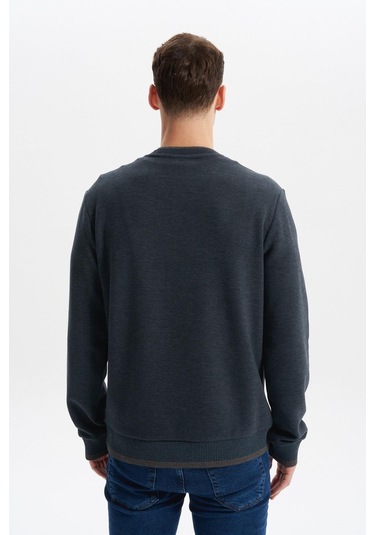 Arma Erkek Regular Fit Örme Selanik Kazak %65 Pamuk %35 Polyester, Karbon Fırçalı, Basic Bisiklet Yaka K30124699002 Gri