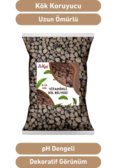 Bykurt 8-16mm Vitaminli Kil Bilyesi 1l Yüksek Su Tutma Drenaj Ve Köklendirme İçin İdeal 1 Litre