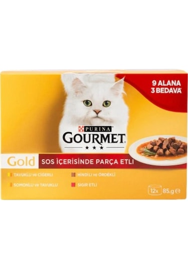 Gourmet Gold Soslu Parçayetişkin Kedi Konservesi 12 Adet X 85 Gr