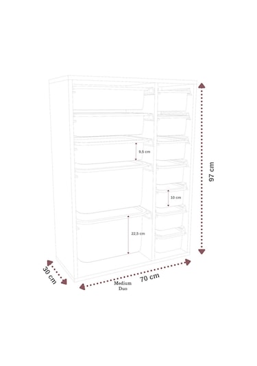 %100 Mdf - Medium Duo 12 Sepetli Oyuncak Dolabı Beyaz