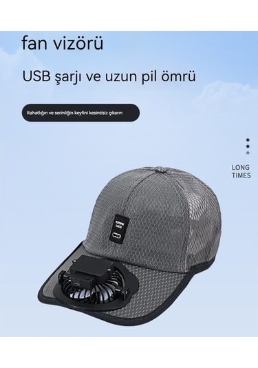 Erkekler İçin Havadar Yazlık Güneşten Koruyucu Şapka, Serin Tutan Fanlı Tasarım Kahverengi