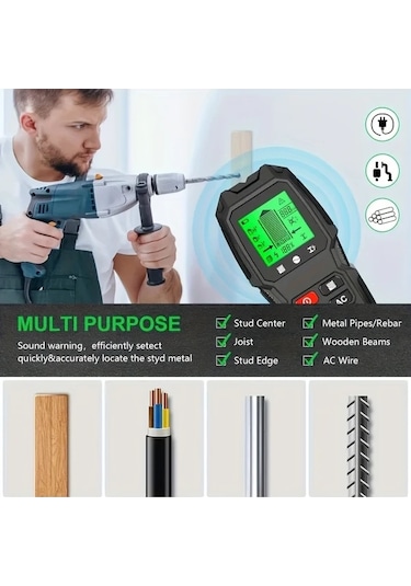 Xuweiwei Hw-qb6 Turuncu 5li Duvar Tarayici Civi Bulucu Metal Ac Tel Dedektoru Lcd Ekranli Ahsap Metal Canli Tel Tespiti Kompakt Tasarim