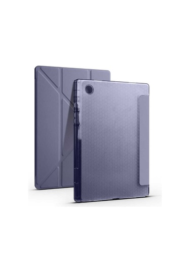 Kilifone - Galaxy Uyumlu Galaxy Tab A8 10.5 Sm-x200 2021 - Kılıf Kalem Bölmeli Stand Olabilen Origami Tri Folding Tablet Kılıfı - Mor