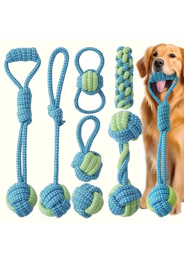Valkyrie 7 Parça Köpek Halat Oyuncak Seti Isırma Çekiştirme Eğitim Toplu İp Oyuncağı