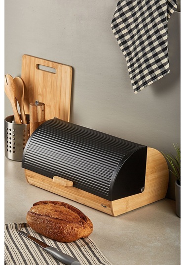 Clemento Bambu Ekmek Dolabı Siyah