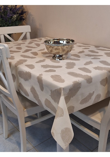 İthal Silinebilir Pvc Masa Örtüsü Kaymaz Tabanlı, Kumaş Görünümlü Pvc Masa Örtüs İth5511 Kahverengi