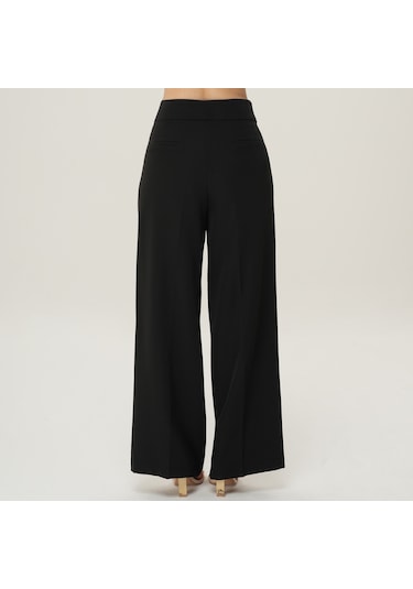 Deryam Tekstil Geniş Paça Kadın Pantolon Siyah
