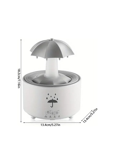 Motion003 Beyaz Döner Şemsiye Damlası Nemlendirici Büyük Sisli Ev Kullanımı Masaüstü Renkli Aydınlatma Uzaktan Kumanda Yatak Odası Ofis İçin