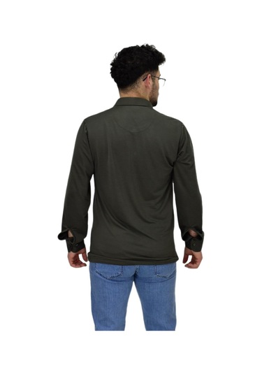 Erkek Gömlek Yaka Uzunkol Tişört T6063 Bgl-st04542 Haki