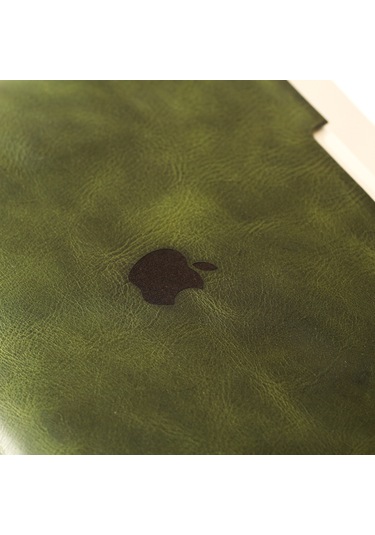 Kişiye Isme Özel Adonis Macbook Air Hakiki Deri Kılıf Yeşil