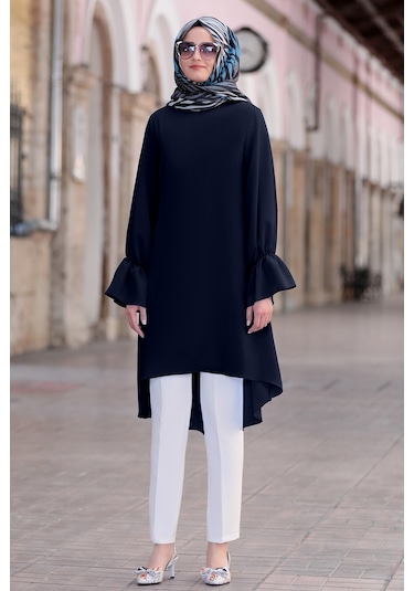 Leman Büyük Beden Tesettür Tunik Lacivert