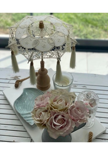 Masaüstü Dantelli Dekoratif Sunum Bali Şemsiyesi