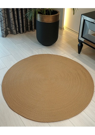 Jüt Yuvarlak Hasır Görünümlü Klasik Halı Kilim Jüt