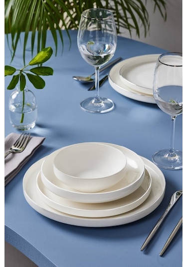 Karaca  Stream Bone Saturn 24 Parça 6 Kişilik Yemek Takımı Beyaz