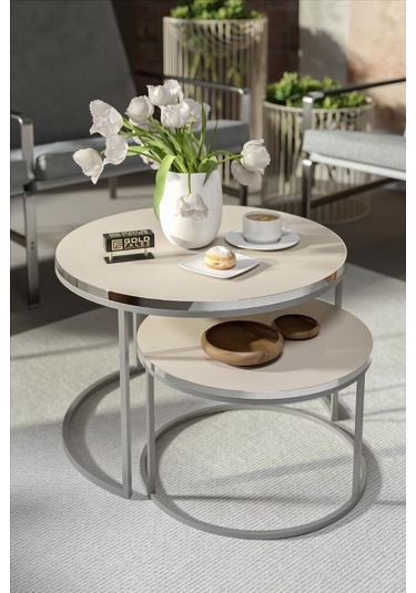 Orta Sehpa Ikili Lüx Specıal Gümüş Krem