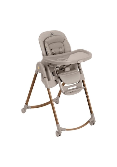 Maxi-Cosi Minla Plus 6'sı Bir Arada Ahşap Görünümlü 4 Tekerlekli Mama Sandalyesi Beige