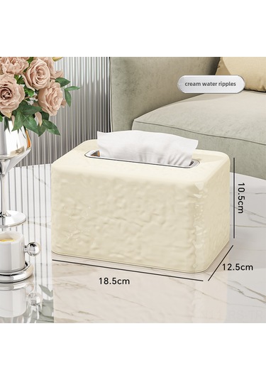 Reedark Krem Beyaz Ev Ofis Masaüstü Şeffaf Buz Desenli Dayanıklı Plastik Mendil Kutusu - Konforlu Erişimli Saklama Kutusu