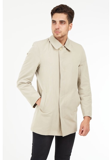 Sposo 1668 Düğmeli ve Fermuarlı Bej Erkek Kısa Pardesü Bej