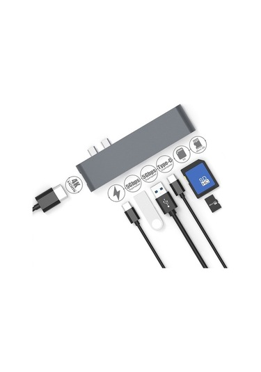 Ucouso Usb-C Hub Hdmı 4K Usb 3.0X2 Şarj Sd Msd Thunderbolt 3
