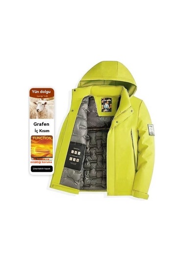 Yeni Erkek Ve Kadın Ceketleri, Açık Hava Rüzgar Geçirmez Kışlık Pamuklu Ceketler Sarı