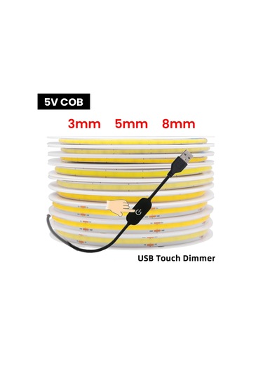 Epistarusb Kısılabilir Cob Led Şerit Işık 3mm/5mm/8mm Ra90 320leds/m 3000k-6500k Esnek Aydınlatma Yayan Color3 Sıcak Beyaz 0-5w 4 M