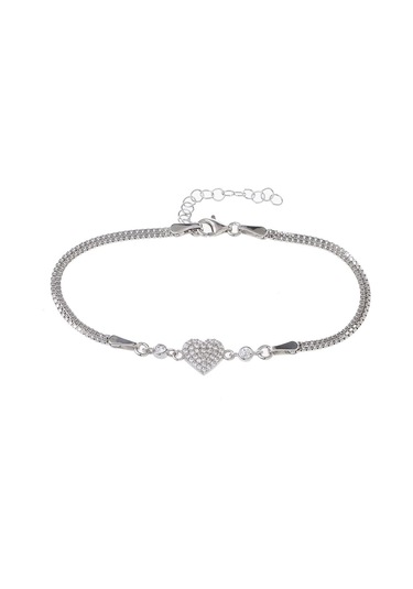 Kalp Model Zirkon Taşlı 925 Ayar Gümüş Kadın Bileklik Gümüş