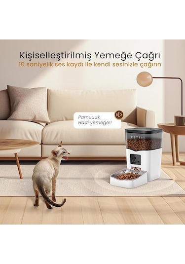Petfit Feline Prime 3l Wi-fi Kameralı Akıllı Otomatik Kedi Köpek Mama Kabı Besleme Ünitesi Sesli Komut+çelik Kase+app Kontrol