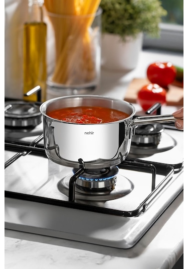 Nehir Silver Çelik 12 Cm Kapaksız Sosluk Tek Kulplu 18/10 Gri