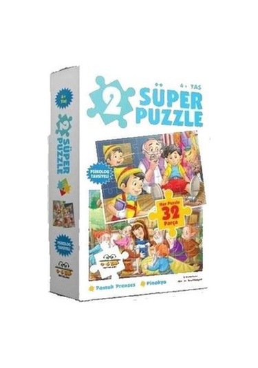 2 Süper Puzzle / Pamuk Prenses - Pinokyo (Kutulu) 32 Parça