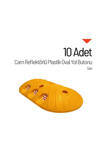 10'lu Cam Reflektörlü Plastik Oval Yol Butonu Seti-3687