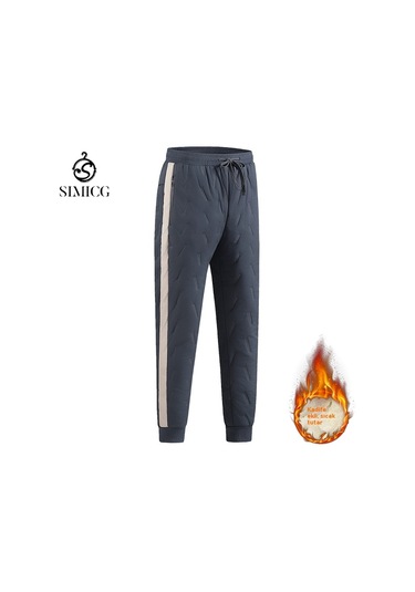 Erkekler İçin Kışlık Polar Ve Kuzu Yünü İle Kalınlaştırılmış, Kaz Tüyü Dolgulu Pamuklu Pantolon. Gri