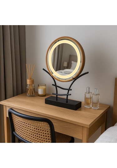 40x40 Cm Led Işıklı Makyaj Aynası Touch Sensörlü, Dimmer Özellikli Günışıği 3000k Sarı