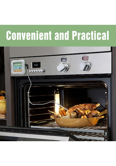 Lemestar Isı Ölçer, 2.6" Renkli Dokunmatik Ekran, Zamanlayıcı, Su Geçirmez Prob, Fırın Ve Mutfak Gıda Sıcaklığı Ölçümü, Beyaz-yeşil Çok Renkli