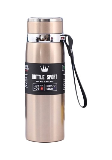 Rogfer 800ml 316 Paslanmaz Çelik İzoleli Kupa Büyük Kapasiteli Vakum Termos Açık Taşınabilir Araba Yalıtımlı Su Şişesi Altın Altın