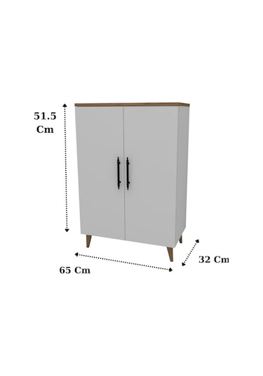 Pegasus 3 Raflı 2 Kapaklı Çok Amaçlı Dolap Mutfak Banyo Balkon Erzak Killer Dolabı - Beyaz