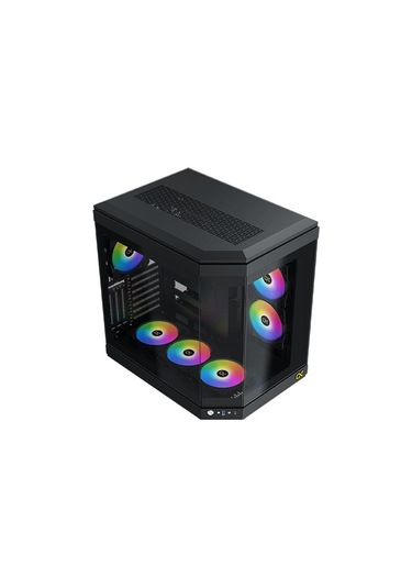 Xigmatek En41938 Cubı Siyah Type-c+3 Yön Temperli Cam 6x12cm Argb E-atx Gaming Oyuncu Kasa