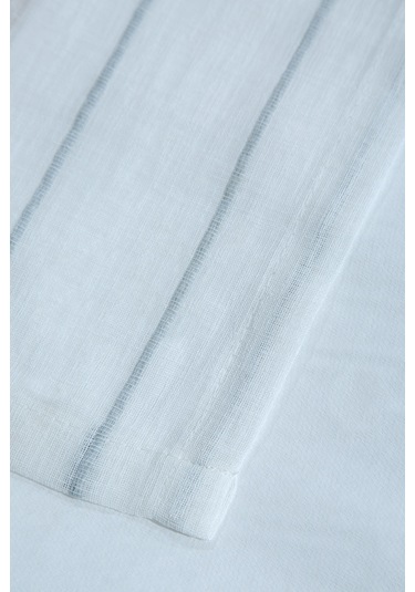 Louison Tül Perde Gri Çizgili 300x280 Gri - Beyaz