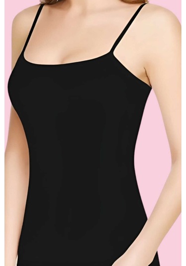 Tezzgelsin Kadın Pamuklu İp Askılı 6'lı Atlet Beyaz - Siyah